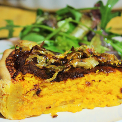 Quiche à la courge et au poireau caramélisé